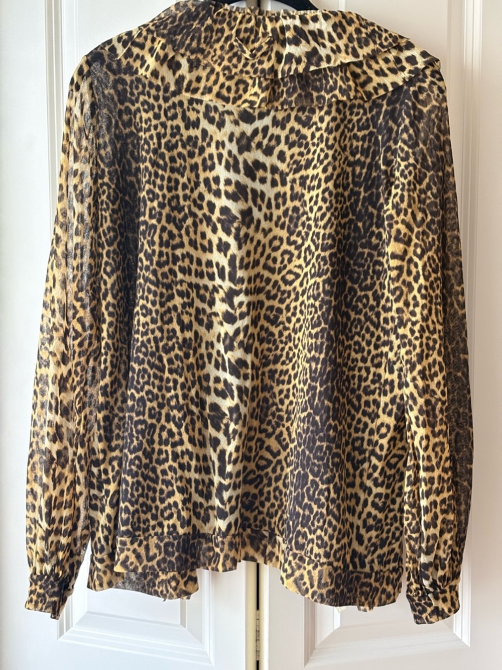 Jean Paul Gaultier Leopard Print Ruffle Open-Front Mesh Top Cardigan - Picture 8 of 12